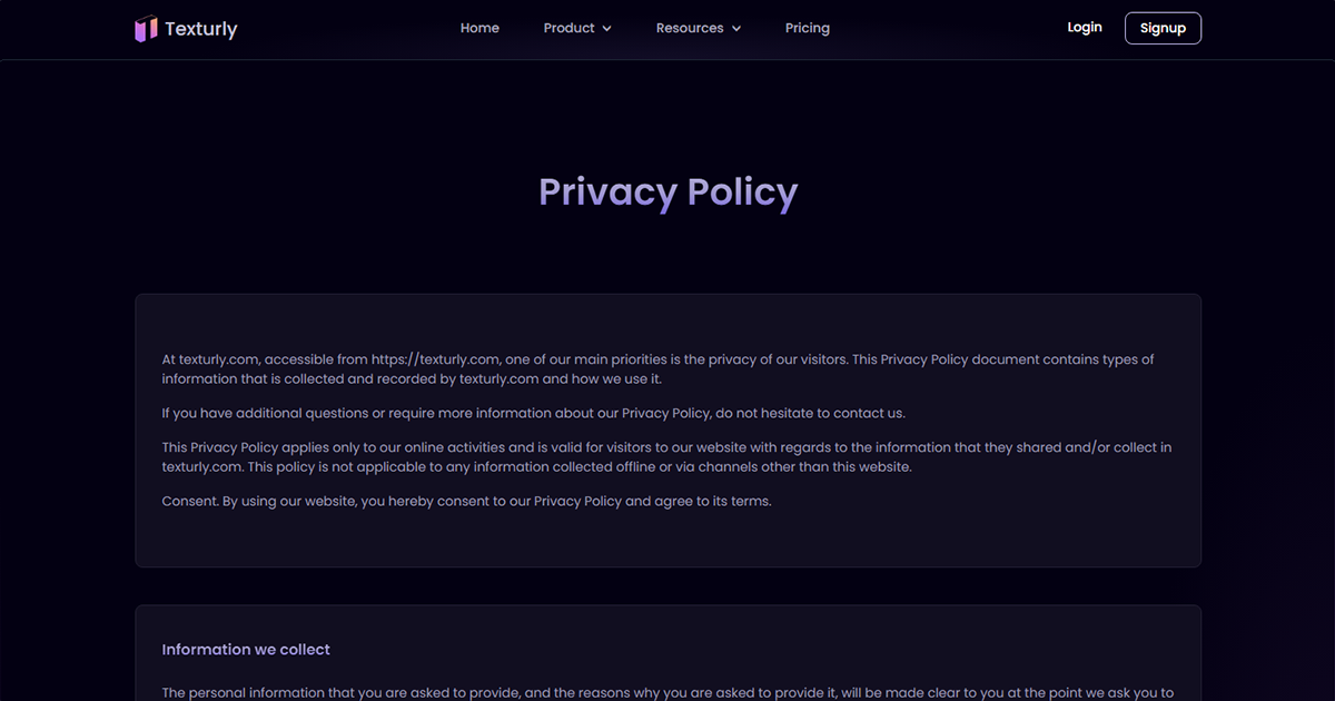 Privacy Policy – How Texturly Protects Your Data